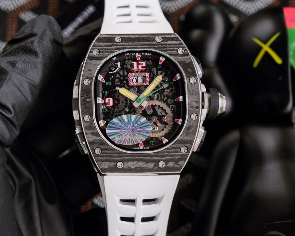 RICHARD MILLE RICHARD MILLE presented this week its most complex creation to date, the RM 62-01 Tourbillon Vibrating Alarm ACJ, equipped with four complications a staggering 816 movement components, which took five years