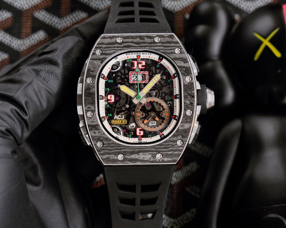 RICHARD MILLE RICHARD MILLE presented this week its most complex creation to date, the RM 62-01 Tourbillon Vibrating Alarm ACJ, equipped with four complications a staggering 816 movement components, which took five years