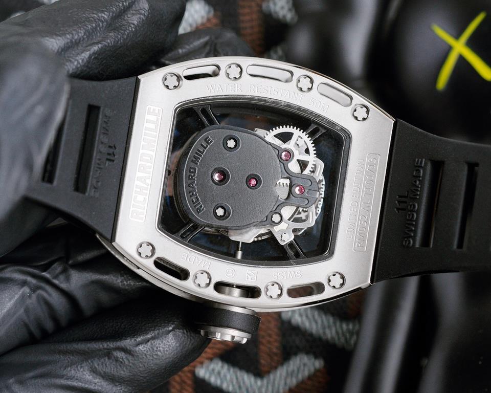 Richard Mille RM-052 The newest addition to the RM-052 collection, the skull and skeleton collection, with its diamond-encrusted case and original mechanical movement, highlights the sporty style of this watch. Its bold,