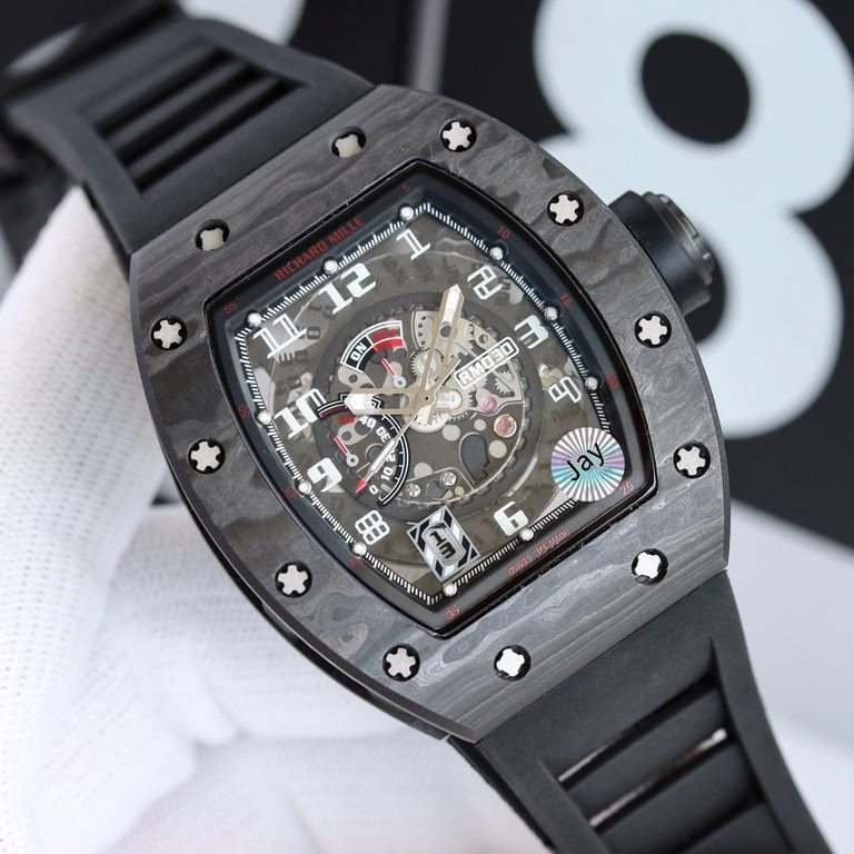 The main models, highly recommended Richard Mille RM030 skeleton mechanical automatic wristwatch dimensions of 52 × 43 × 14 mm carbon fiber case skeletonized body configuration accurate timekeeping, low to zero repair fu