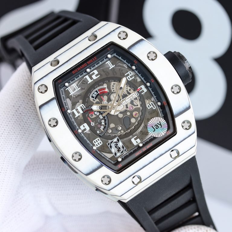 The main models, highly recommended Richard Mille RM030 skeleton mechanical automatic wristwatch dimensions of 52 × 43 × 14 mm carbon fiber case skeletonized body configuration accurate timekeeping, low to zero repair fu