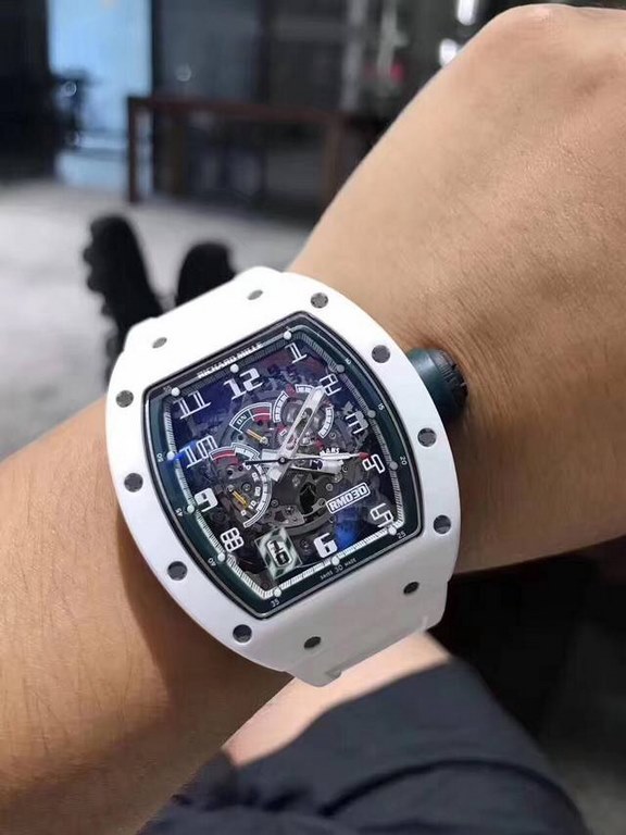 The main models, highly recommended Richard Mille RM030 skeleton mechanical automatic wristwatch dimensions of 52 × 43 × 14 mm carbon fiber case skeletonized body configuration accurate timekeeping, low to zero repair fu