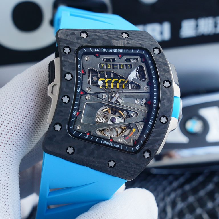 Richard Mille RM70-01 The world's top Swiss watchmaker joins forces with Formula 1 driver Alain Prost to present the 2018 RM 70-01 Tourbillon Alain Prost's Cycle Racing Watch. Luminous Xin carbon fiber tonneau-shaped off