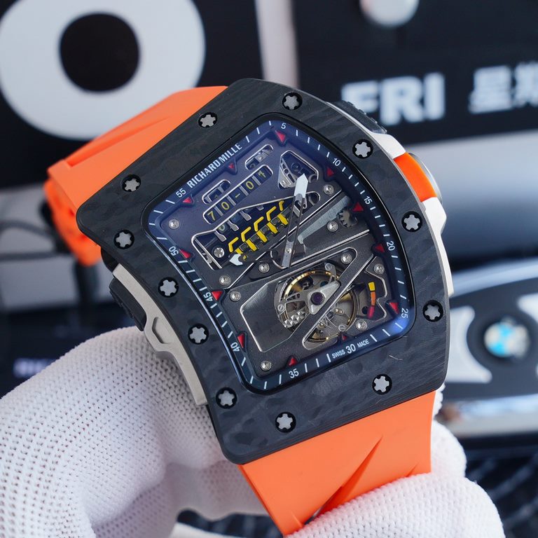 Richard Mille RM70-01 The world's top Swiss watchmaker joins forces with Formula 1 driver Alain Prost to present the 2018 RM 70-01 Tourbillon Alain Prost's Cycle Racing Watch. Luminous Xin carbon fiber tonneau-shaped off