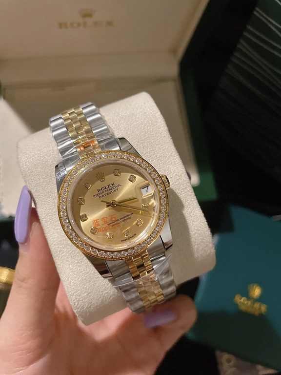 Rolex-ROLEXStyle Day-Date Ladies Mechanical WatchMovement Imported Citizen OriginalMirror Sapphire glassCase 316L steel case coverBracelet Solid core 5 bead stainless steel braceletSize 31mm 12mmThe rhythm of life is in 