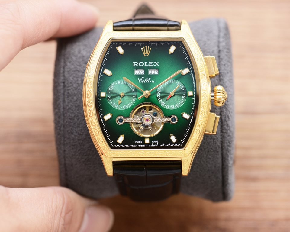 The new tonneau product is on sale    Newest】：Rolex   multifunctional design 【Type】：Boutique men's watches[Strap] Genuine cowhide leather strap【Movement】：High-end automatic mechanical movement[Mirror] mineral reinforced 