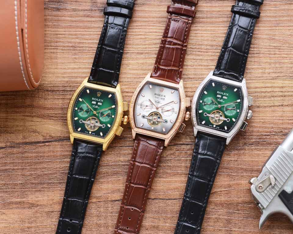 The new tonneau product is on sale    Newest】：Rolex   multifunctional design 【Type】：Boutique men's watches[Strap] Genuine cowhide leather strap【Movement】：High-end automatic mechanical movement[Mirror] mineral reinforced 