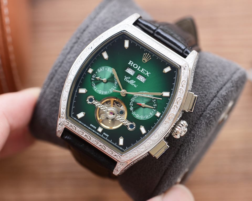 The new tonneau product is on sale    Newest】：Rolex   multifunctional design 【Type】：Boutique men's watches[Strap] Genuine cowhide leather strap【Movement】：High-end automatic mechanical movement[Mirror] mineral reinforced 