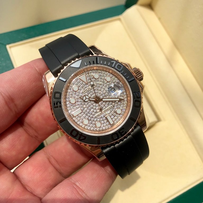 Boxed Support Hong Kong, U.S. direct mailSpecial channel Rolex luxury edition full of diamonds and gold Yacht Masterpiece m126655-0005Shocking coming The case and clasp are made of real 904 steel, vacuum gold plating imp