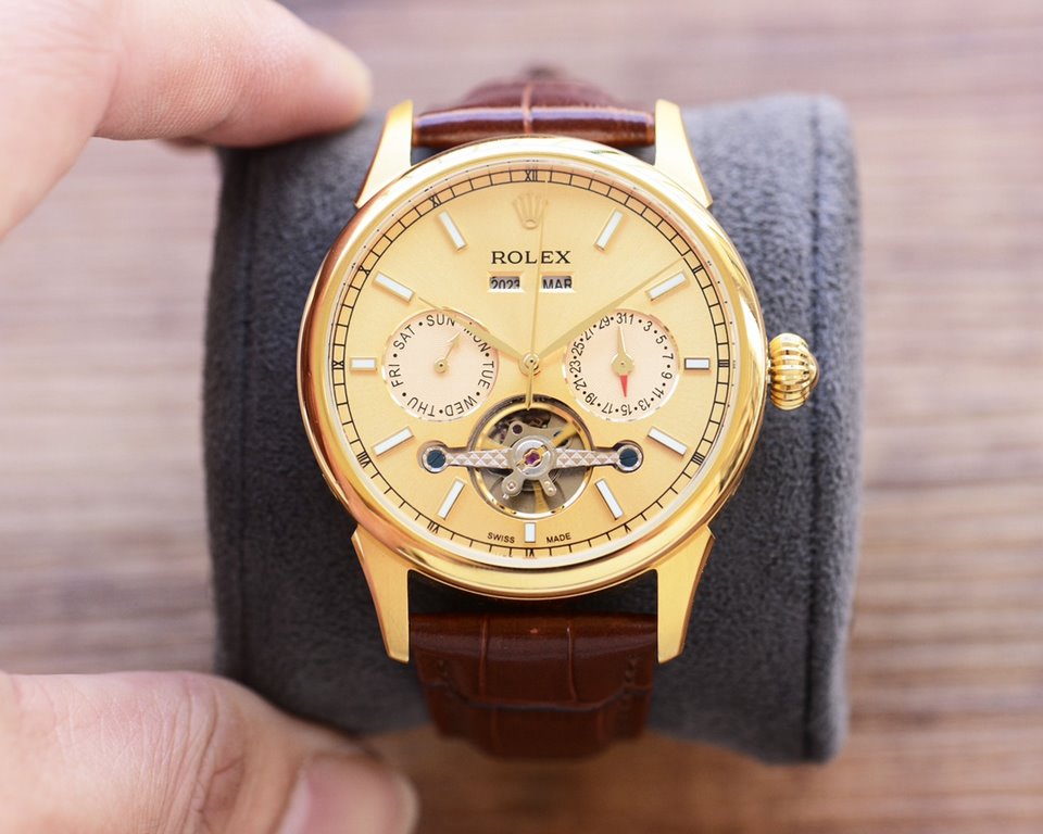 Men's favorite multi-function watch  【Newest】：Rolex   best design   exclusive first  【Type】：Boutique men's watches[Strap] Genuine cowhide leather strap[Movement] High-end automatic mechanical movement[Mirror] mineral rei