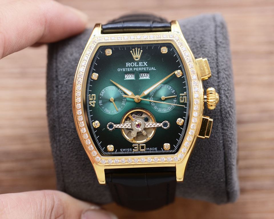 The new tonneau product is on sale    Newest】：Rolex   multifunctional design 【Type】：Boutique men's watches[Strap] Genuine cowhide leather strap【Movement】：High-end automatic mechanical movement[Mirror] mineral reinforced 