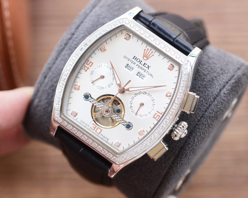 The new tonneau product is on sale    Newest】：Rolex   multifunctional design 【Type】：Boutique men's watches[Strap] Genuine cowhide leather strap【Movement】：High-end automatic mechanical movement[Mirror] mineral reinforced 