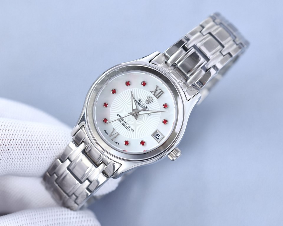 New Rolex Ladies' Watch!New listing! Shell face! Swarovski crystal diamonds with trendy matching! Simple dial design, simple but not monotonous! 316L stainless steel case, the corners of the more Hyun Li, show the charm 