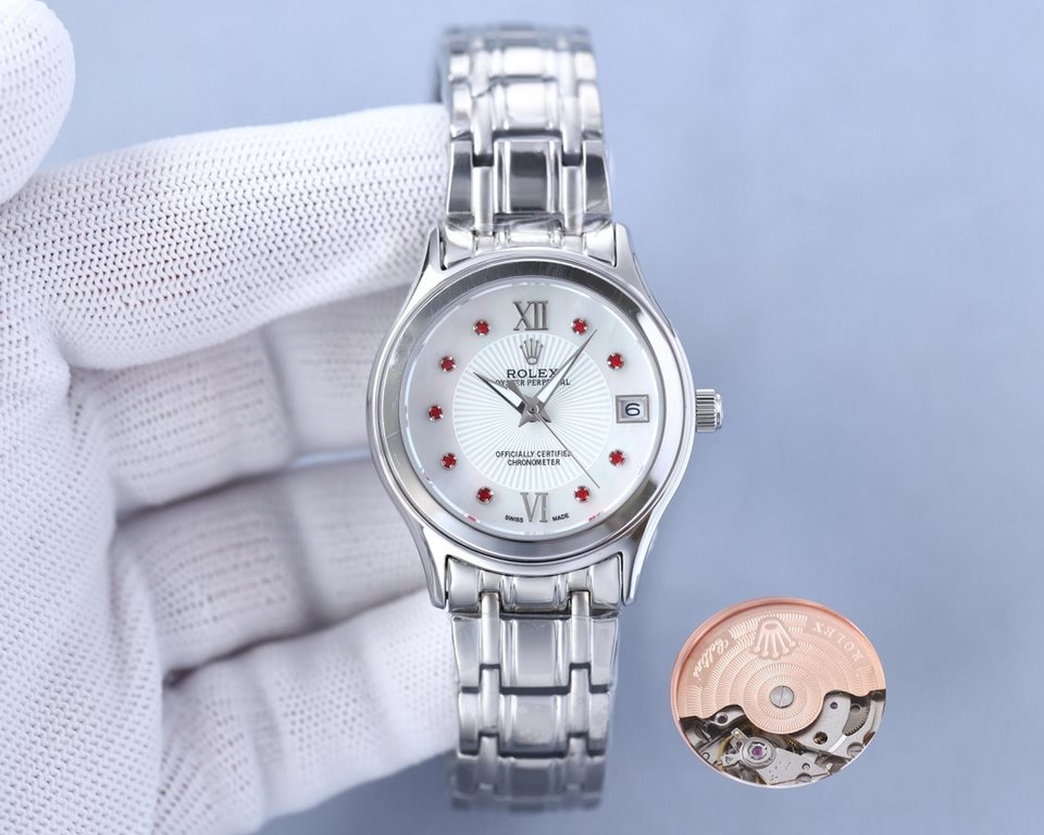 New Rolex Ladies' Watch!New listing! Shell face! Swarovski crystal diamonds with trendy matching! Simple dial design, simple but not monotonous! 316L stainless steel case, the corners of the more Hyun Li, show the charm 