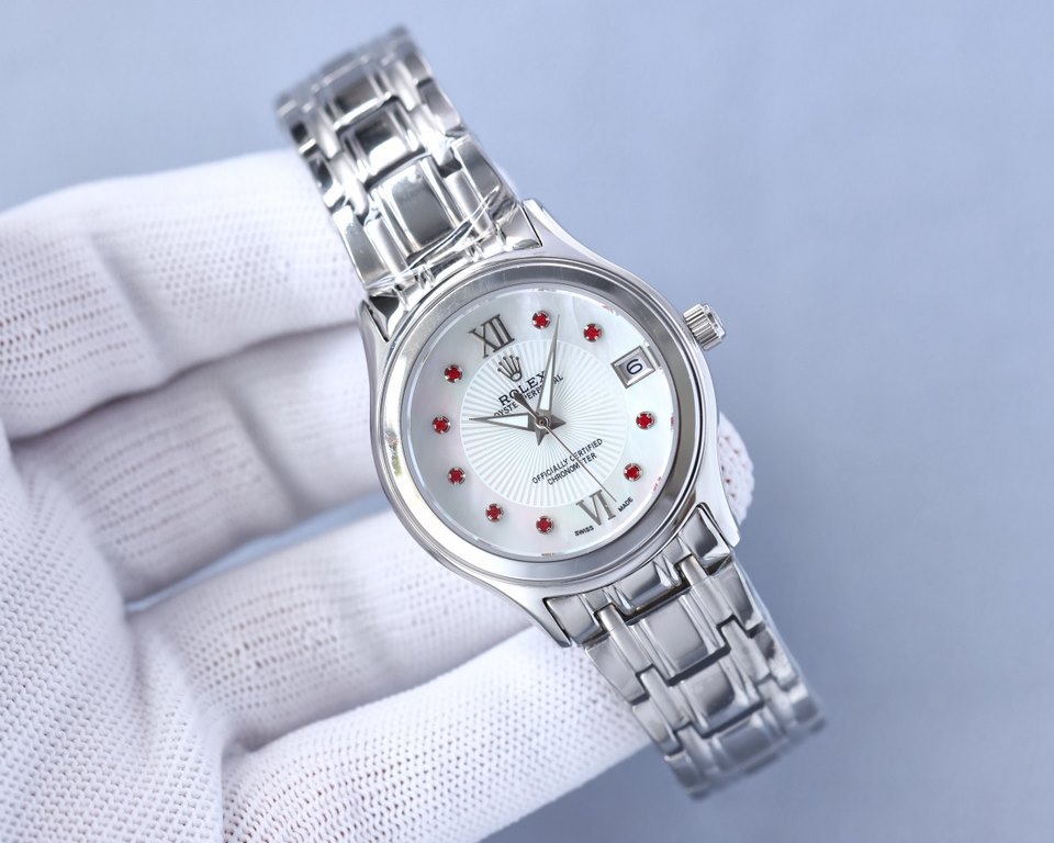 New Rolex Ladies' Watch!New listing! Shell face! Swarovski crystal diamonds with trendy matching! Simple dial design, simple but not monotonous! 316L stainless steel case, the corners of the more Hyun Li, show the charm 