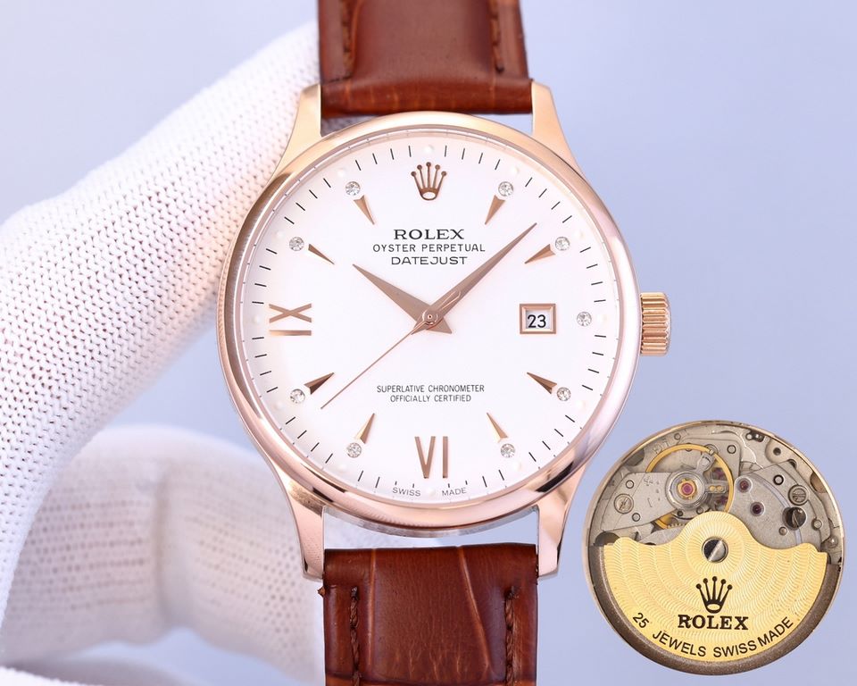 The new Rolex Noble Art with imported 8215 movement (0 repair) imported 316 stainless steel with imported Italian calfskin! Original pin buckle diameter 40mm thickness 10mm. wear-resistant anti-scratch sapphire glass sup