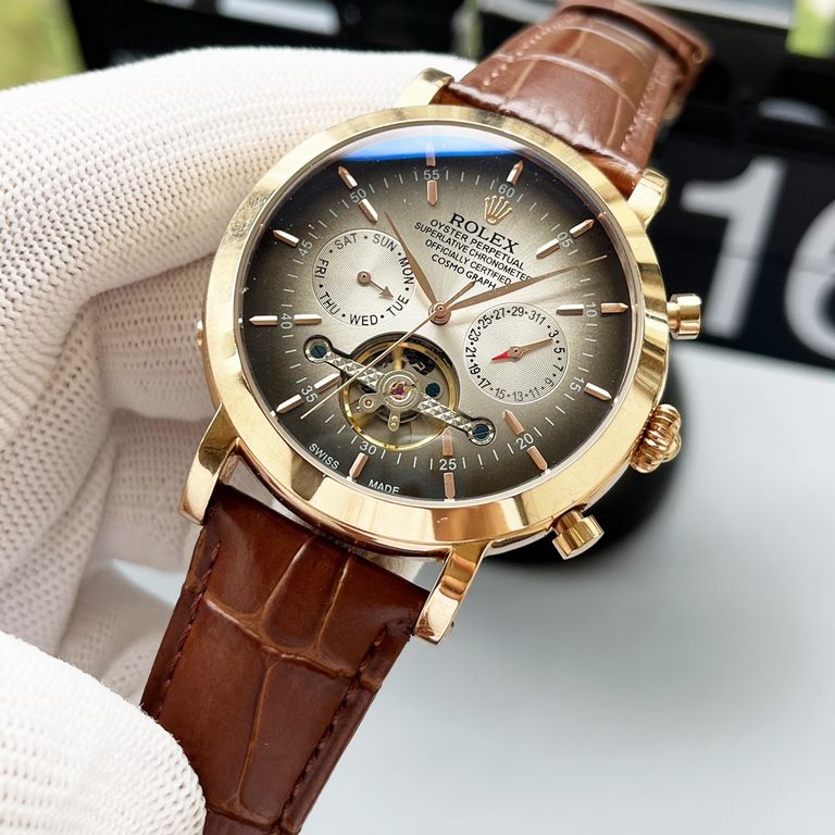 UnityComplicated Timepieces Luxurious Atmosphere Classic new products shocking listing  Newest】：Rolex multifunction boutique large flywheel design【Type】：Boutique men's watchesStrap] Genuine cowhide leather strap[Movement