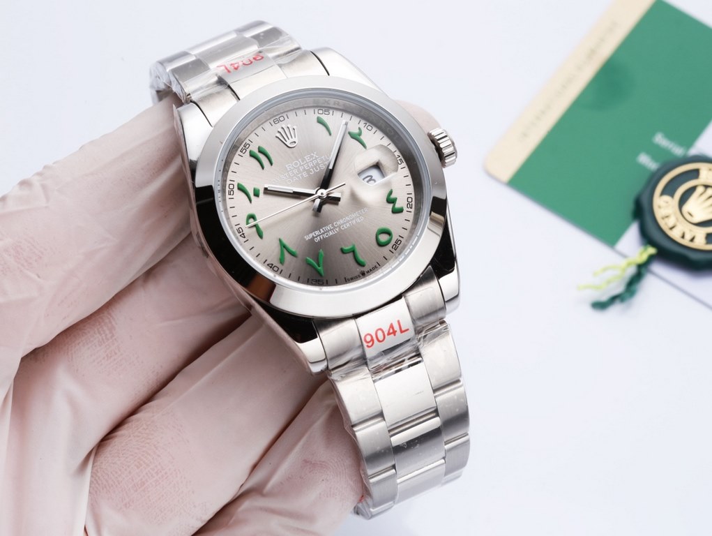 Rolex - ROELX Calendar Day Date Series (imported Citizen 8215 mechanical) 316 stainless steel, crystal convex window lens, classic Oyster strap with folding crown buckle, men's 41mmWith a classic design that never tires 