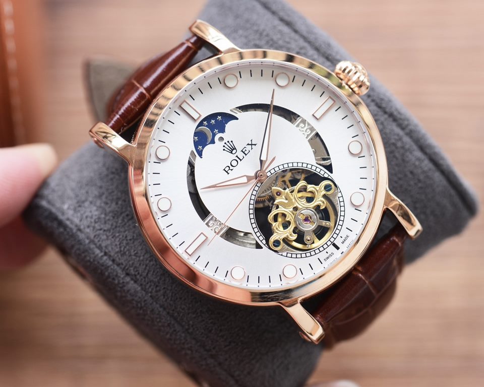 Man's favorite Flywheel watch  Newest】：Rolex   Best Design   Exclusive First  【Type】：Boutique men's watches[Strap] Genuine cowhide leather strap【Movement】：High-end automatic mechanical movement[Mirror] mineral reinforced