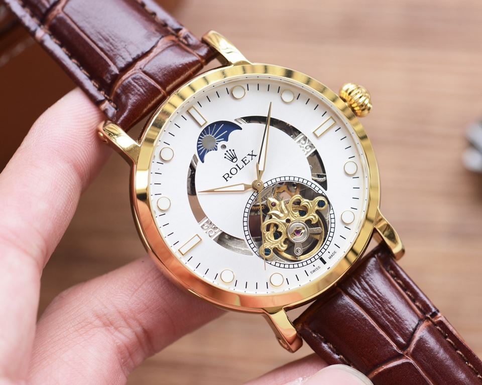 Man's favorite Flywheel watch  Newest】：Rolex   Best Design   Exclusive First  【Type】：Boutique men's watches[Strap] Genuine cowhide leather strap【Movement】：High-end automatic mechanical movement[Mirror] mineral reinforced