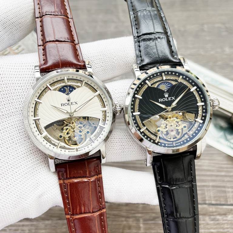 Complicated Timepieces Luxurious AtmosphereClassic New ArrivalsNew】： Rolex Big Flywheel designType】：Boutique men's watchesStrap] Genuine cowhide leather strap[Movement] High-end automatic mechanical movement[Mirror] mine