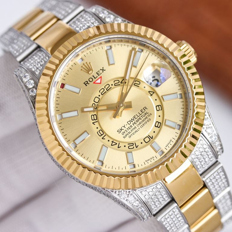 Factory2022 craftsmanship] Upgraded Rolex Sky-Dweller! Rolex Sky-Dweller! Wonderful details[Case] Size 42mm, calm, reliable and graceful!Bezel with Rolex Ring Command triangular pitted pattern, rotating the outer ring ca