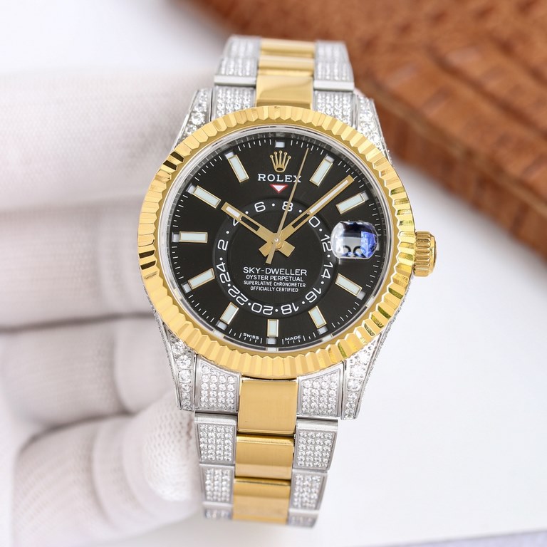 Factory2022 craftsmanship] Upgraded Rolex Sky-Dweller! Rolex Sky-Dweller! Wonderful details[Case] Size 42mm, calm, reliable and graceful!Bezel with Rolex Ring Command triangular pitted pattern, rotating the outer ring ca