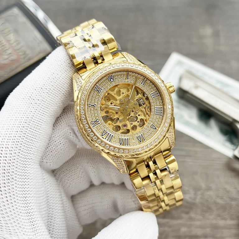 ROLEX Rolex - Ultimate Luxury Full Skeleton Men's Mechanical Watch 50 meters super waterproof! Made of top-grade steel, luxurious and highly creative skeleton dial design, equipped with the original imported full skeleto