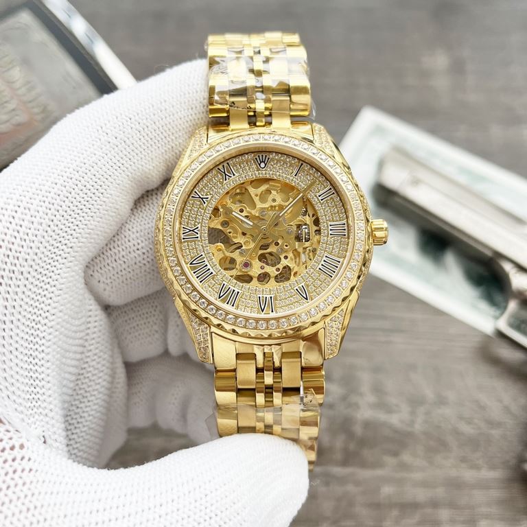 ROLEX Rolex - Ultimate Luxury Full Skeleton Men's Mechanical Watch 50 meters super waterproof! Made of top-grade steel, luxurious and highly creative skeleton dial design, equipped with the original imported full skeleto