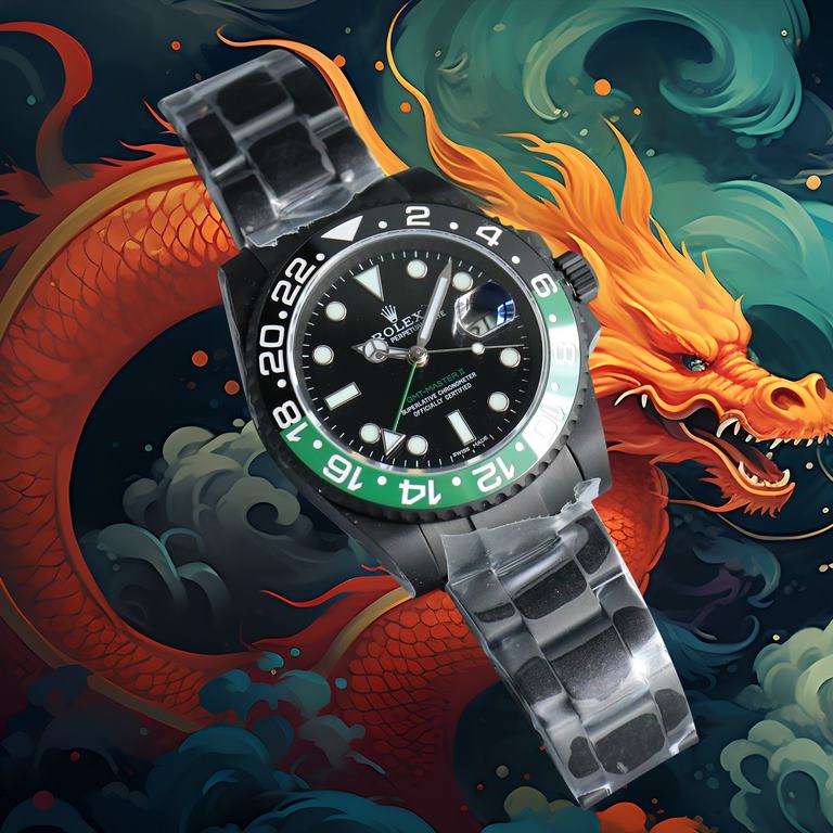 Year of the Dragon   BLACK new listing Rolex BLACK official customized version of the Greenwich REVENGE (Milgauss Revenge) limited edition on sale New DLC black plating process   anti-fingerprint coating one-piece bi-dir