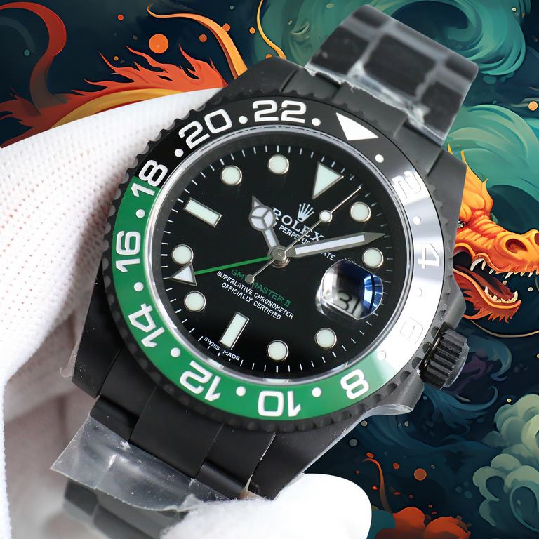 Year of the Dragon   BLACK new listing Rolex BLACK official customized version of the Greenwich REVENGE (Milgauss Revenge) limited edition on sale New DLC black plating process   anti-fingerprint coating one-piece bi-dir