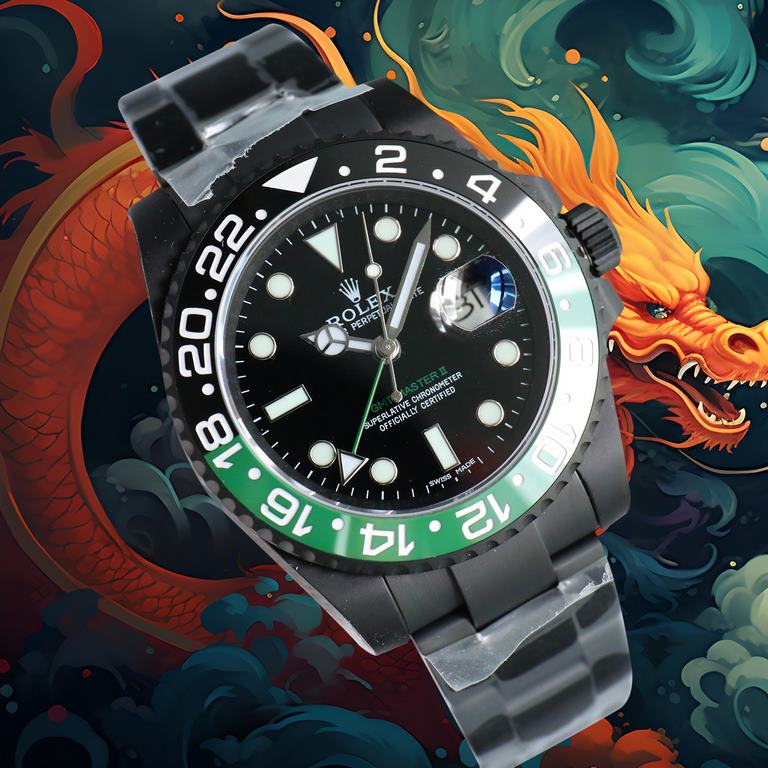 Year of the Dragon   BLACK new listing Rolex BLACK official customized version of the Greenwich REVENGE (Milgauss Revenge) limited edition on sale New DLC black plating process   anti-fingerprint coating one-piece bi-dir