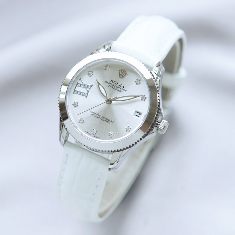 Brand：Rolex Style：New Women's Mechanical Watch Movement：Imported Citizen 8215 Mechanical Mirror：Imported Sapphire Glass Bracelet：Real Cowhide Bracelet316L Ceramic Bracelet between Steel Size：Diameter 34mm Thickness 11mm