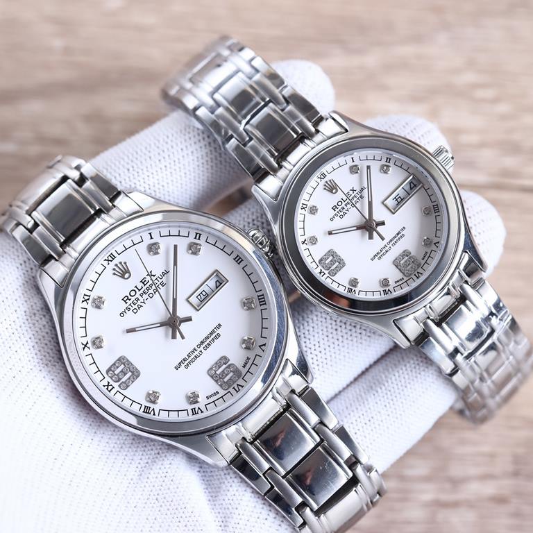 Latest Rolex     Couples Business Series Couple's Watch Dial 6  9 Position Large Digits Diamonds Delicately sculpted and distinctive! Men's model is available with a 316L steel band! 316L steel strap, leather strap are a