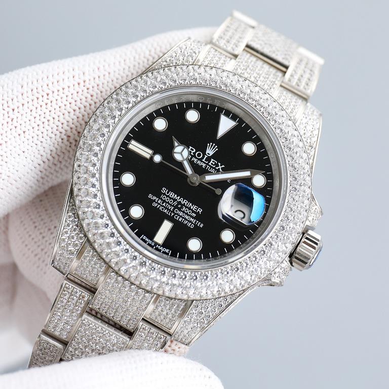 First time arrival, player poison, perfect restoration of the most expensive Rolex Full Sky watch ever made, the Submariner Pavé Diamond Special! The bezel, case, bracelet, and clasp are all densely set with the finest S