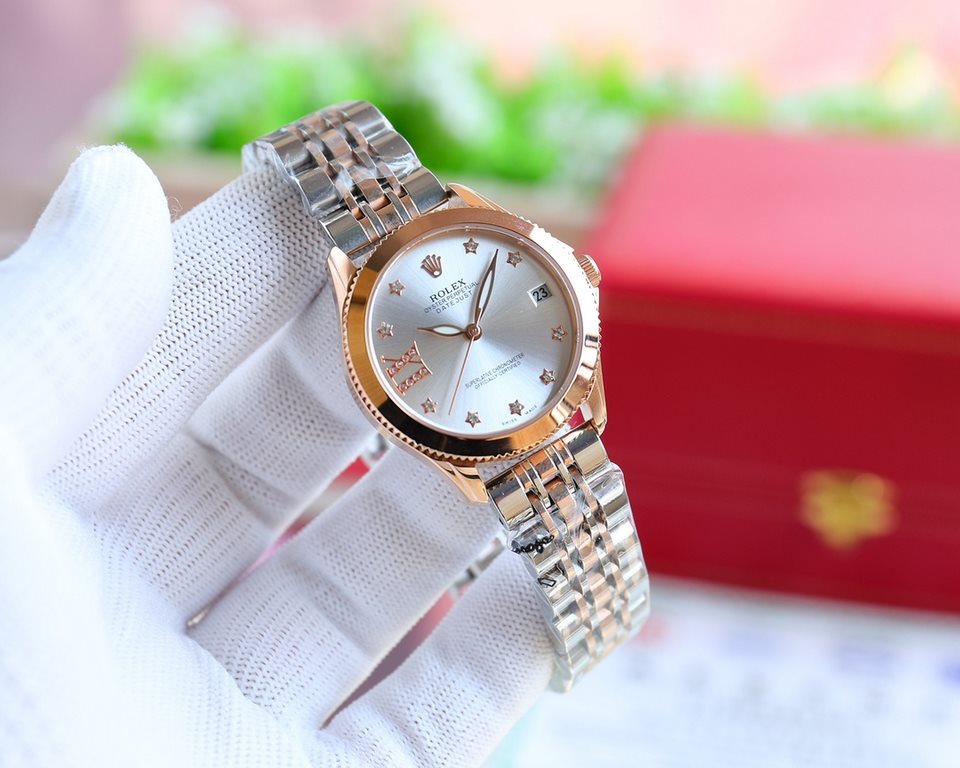 Brand：Rolex Style：New Women's Mechanical Watch Movement：Imported Citizen 8215 Mechanical Mirror：Imported Sapphire Glass Bracelet：Real Cowhide Bracelet316L Ceramic Bracelet between Steel Size：Diameter 34mm Thickness 11mm 