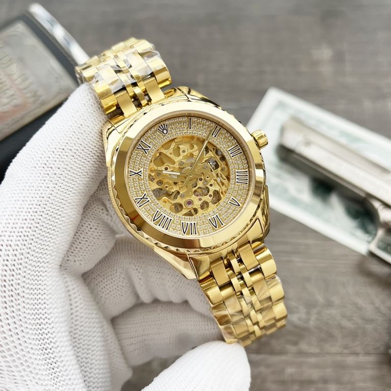 ROLEX Rolex - Ultimate Luxury Full Skeleton Men's Mechanical Watch 50 meters super waterproof! Made of top-grade steel, luxurious and highly creative skeleton dial design, equipped with the original imported full skeleto