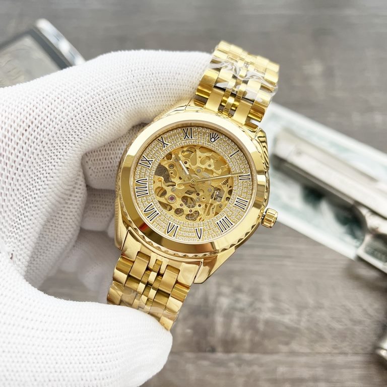 ROLEX Rolex - Ultimate Luxury Full Skeleton Men's Mechanical Watch 50 meters super waterproof! Made of top-grade steel, luxurious and highly creative skeleton dial design, equipped with the original imported full skeleto