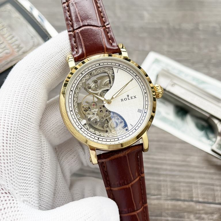 Complicated Timepieces Luxurious AtmosphereClassic New ArrivalsNew】： Rolex Big Flywheel designType】：Boutique men's watchesStrap] Genuine cowhide leather strap[Movement] High-end automatic mechanical movement[Mirror] mine