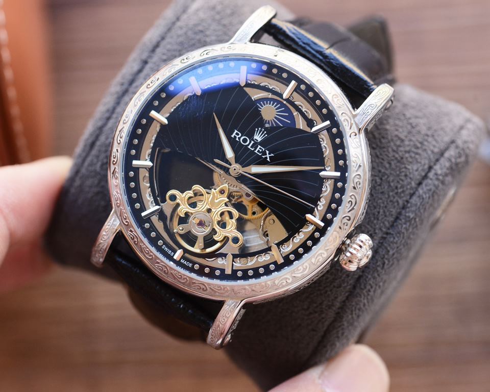 Men's favorite Big Flywheel watch  Newest】：Rolex  Best Design Exclusive First  【Type】：Boutique men's watches[Strap] Genuine cowhide leather strap【Movement】：High-end automatic mechanical movement[Mirror] mineral reinforce