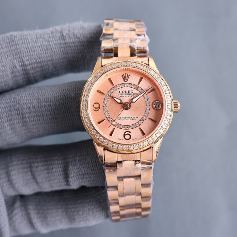 Rolex - New R OLEX Lady Jewelry CollectionUpgraded V8 version with high-end sunburst dial Circle set 38 Wesselton diamonds [Rose] [Rose] Fashion women's watch Simple three hands.Night time super luminous   unique  3   wo