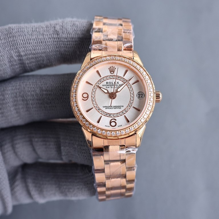 Rolex - New R OLEX Lady Jewelry CollectionUpgraded V8 version with high-end sunburst dial Circle set 38 Wesselton diamonds [Rose] [Rose] Fashion women's watch Simple three hands.Night time super luminous   unique  3   wo