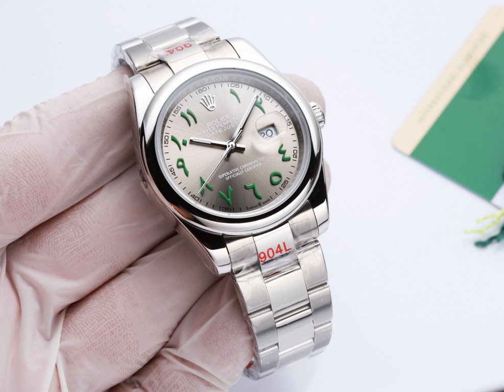 Rolex - ROELX Calendar Day Date Series (imported Citizen 8215 mechanical) 316 stainless steel, crystal convex window lens, classic Oyster strap with folding crown buckle, men's 41mmWith a classic design that never tires 