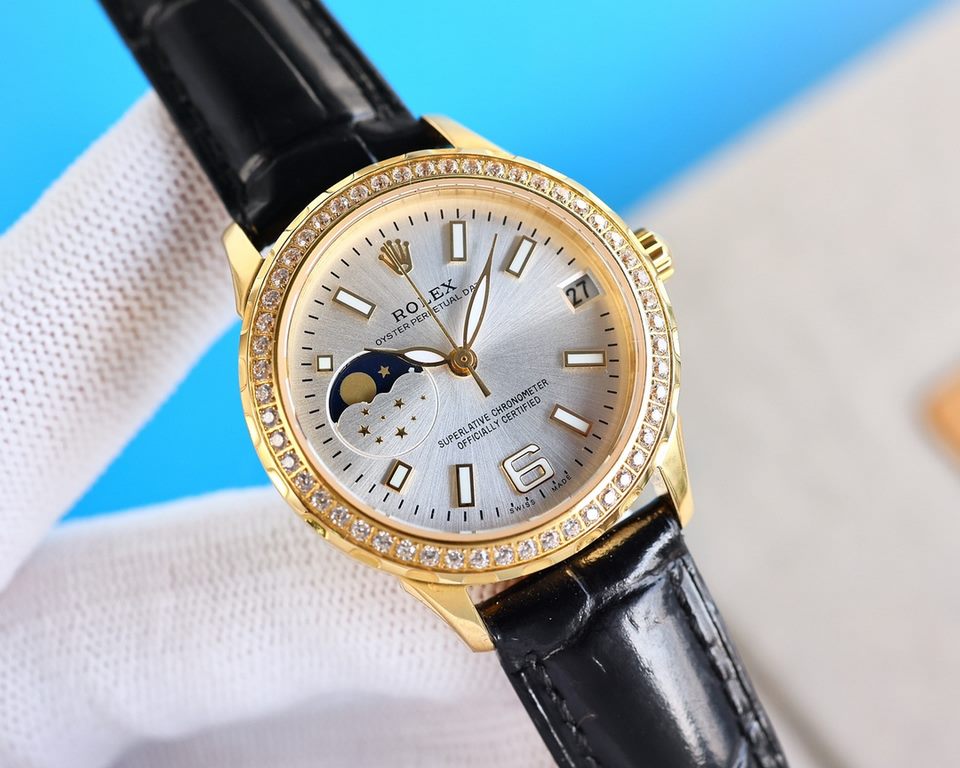 Annual explosive recommended best women's models Rolex new R OLEX Lady Jewelry Series Moon [Moon] Phase [Sun] Series   9-word position sun, moon and stars function, equipped with the original imported call8217 moon phase