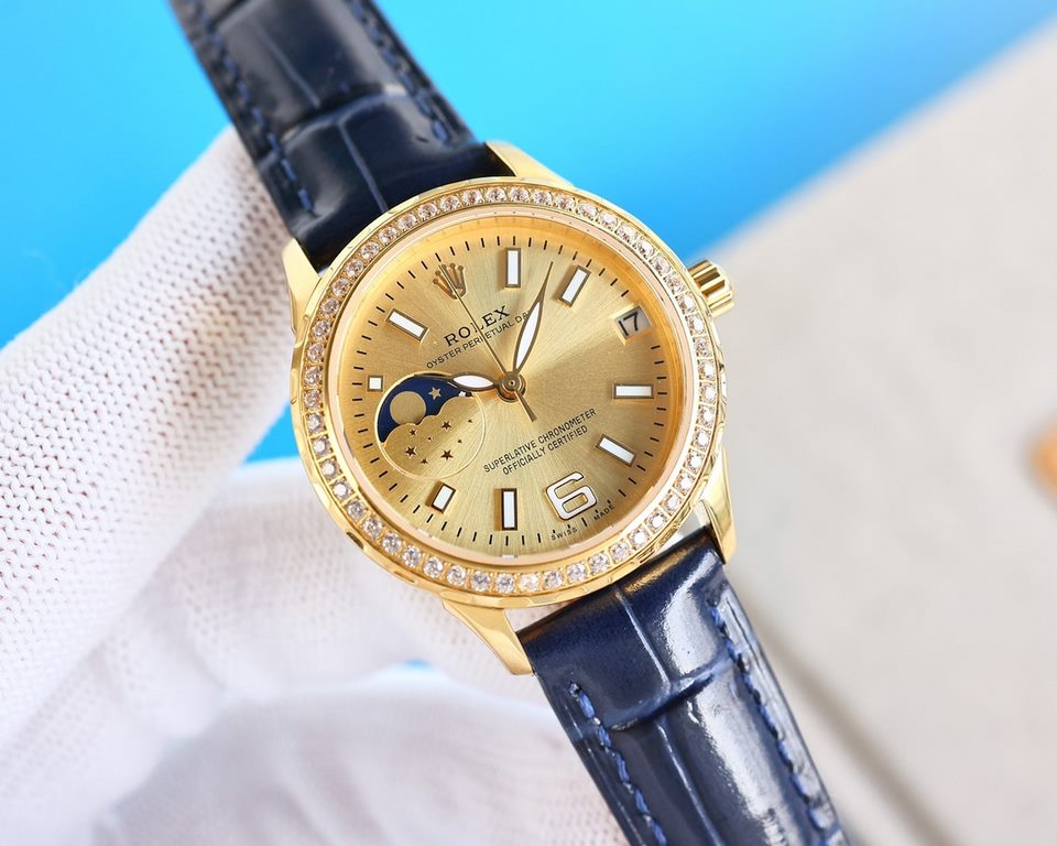 Annual explosive recommended best women's models Rolex new R OLEX Lady Jewelry Series Moon [Moon] Phase [Sun] Series   9-word position sun, moon and stars function, equipped with the original imported call8217 moon phase