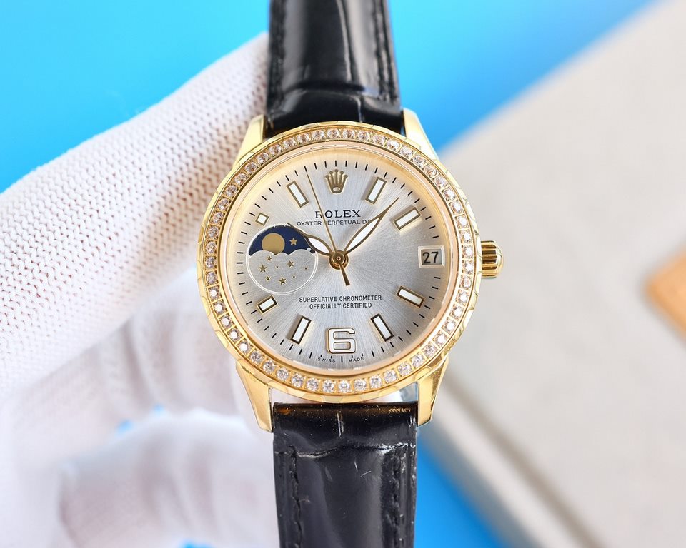 Annual explosive recommended best women's models Rolex new R OLEX Lady Jewelry Series Moon [Moon] Phase [Sun] Series   9-word position sun, moon and stars function, equipped with the original imported call8217 moon phase