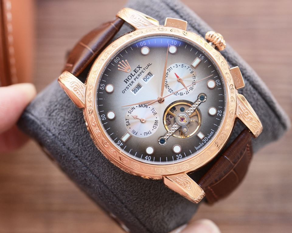 Men's favorite multi-function watch  【Newest】：Rolex   best design   exclusive first  【Type】：Boutique men's watches[Strap] Genuine cowhide leather strap[Movement] High-end automatic mechanical movement[Mirror] mineral rei