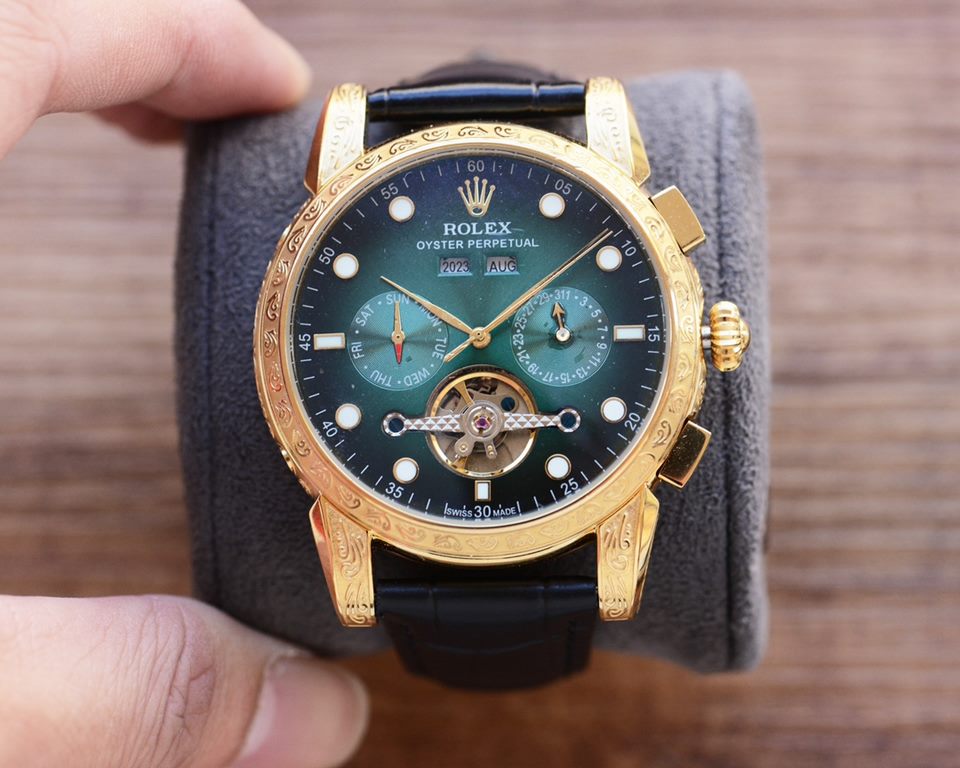 Men's favorite multi-function watch  【Newest】：Rolex   best design   exclusive first  【Type】：Boutique men's watches[Strap] Genuine cowhide leather strap[Movement] High-end automatic mechanical movement[Mirror] mineral rei