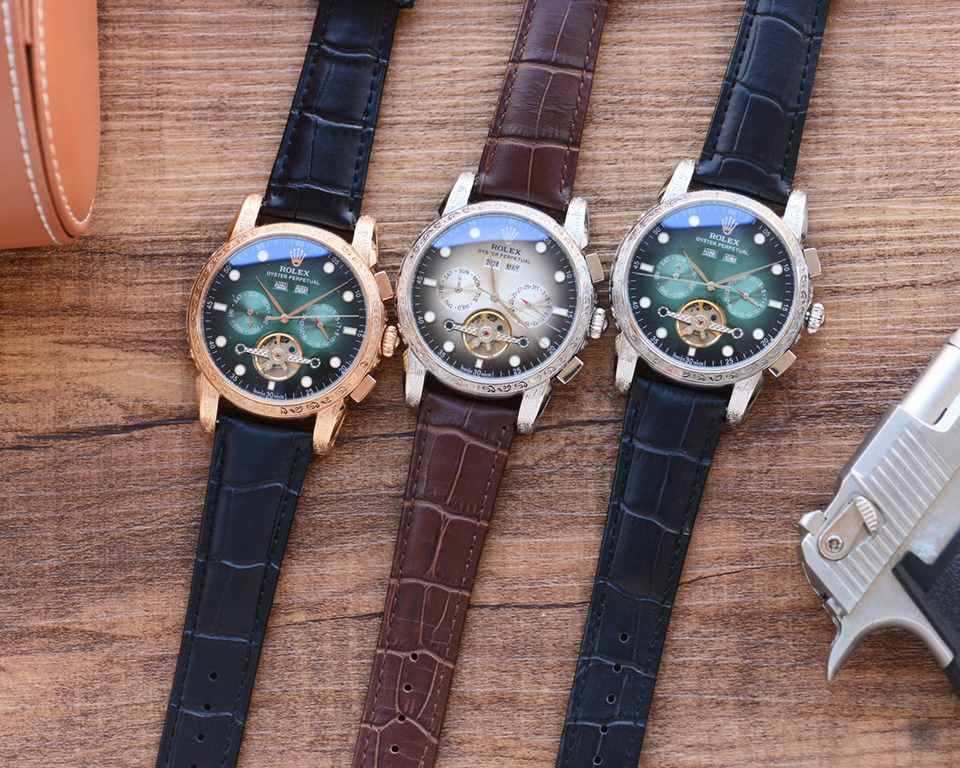 Men's favorite multi-function watch  【Newest】：Rolex   best design   exclusive first  【Type】：Boutique men's watches[Strap] Genuine cowhide leather strap[Movement] High-end automatic mechanical movement[Mirror] mineral rei