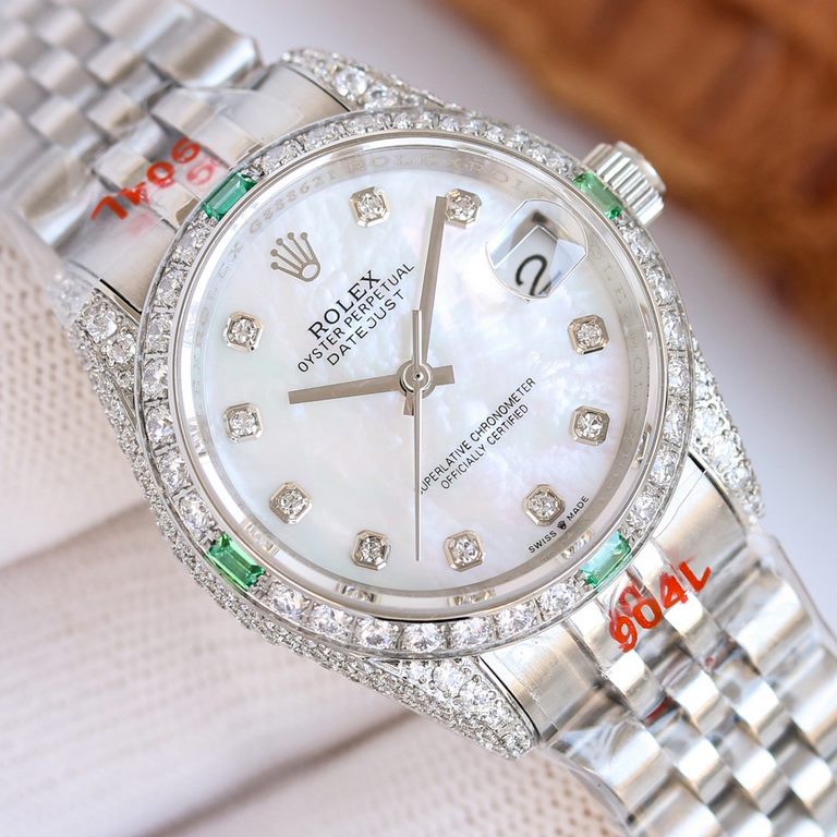 White shell   the latest masterpiece! ROLEX Rolex Oyster Log 31 series  inlaid with top natural diamonds, large shiny, extremely difficult, the same material at present the most flash process. No expense spared only for 